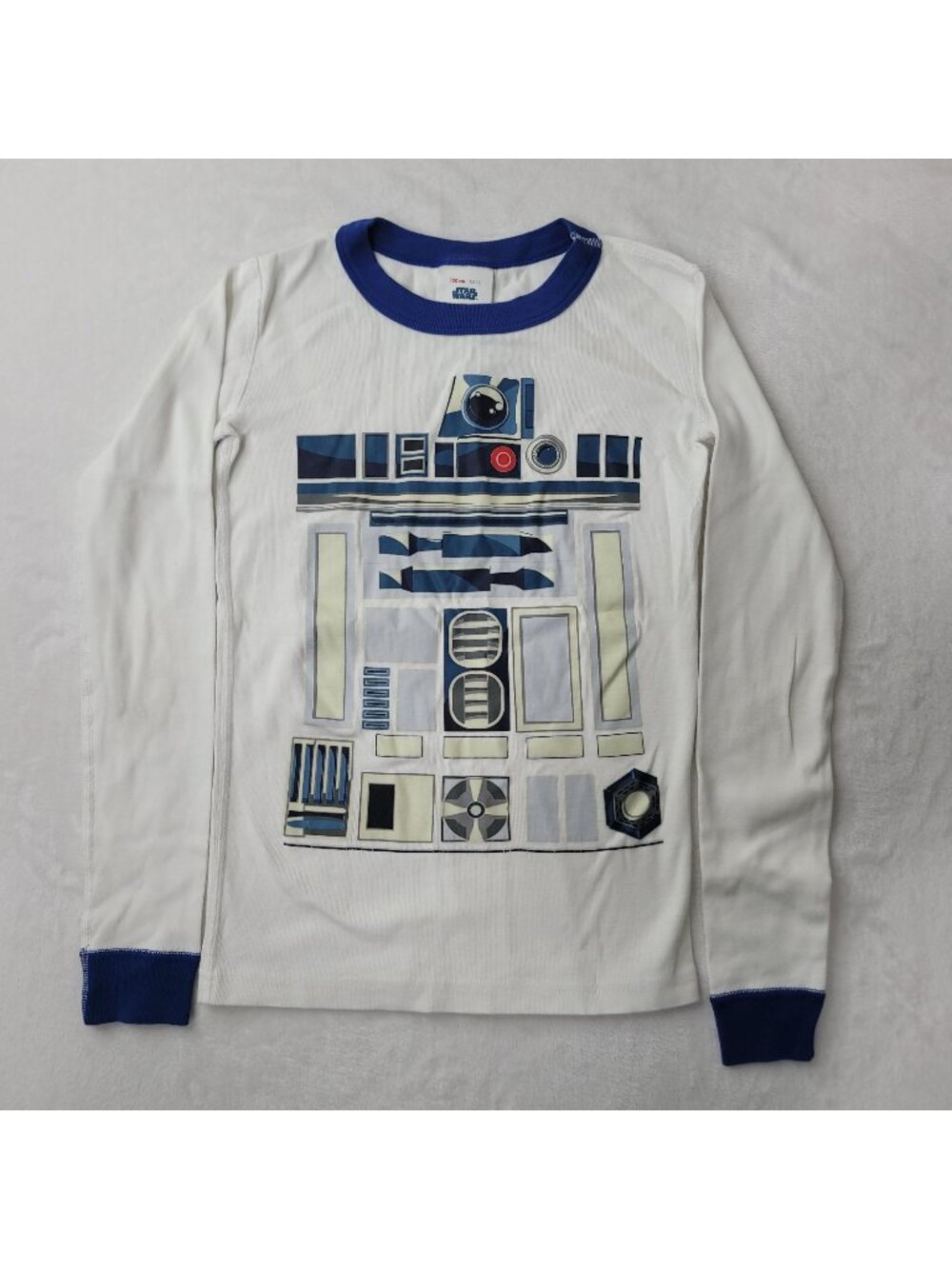 Hanna Andersson R2-D2 Star Wars Kids White Long Sleeve Pajama Shirt Size 12